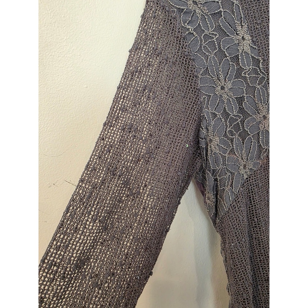 Indigo Soul Whimsigoth Gray Mixed Media Lace Tunic Top Fairy Grunge Boho M - Picture 3 of 12